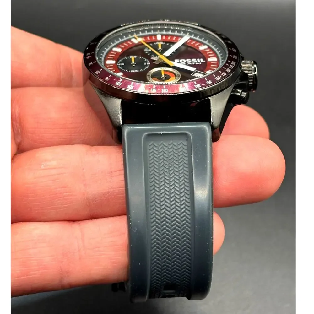 Fossil Decker CH2876 Chronograph Red Dial Silicone Men’s Watch 43mm